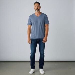 John Varvatos Slate Blue V-Neck Short Sleeve Tee
